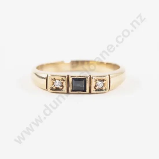 9ct Three Stone Sapphire and Diamond Eternity Band Ring