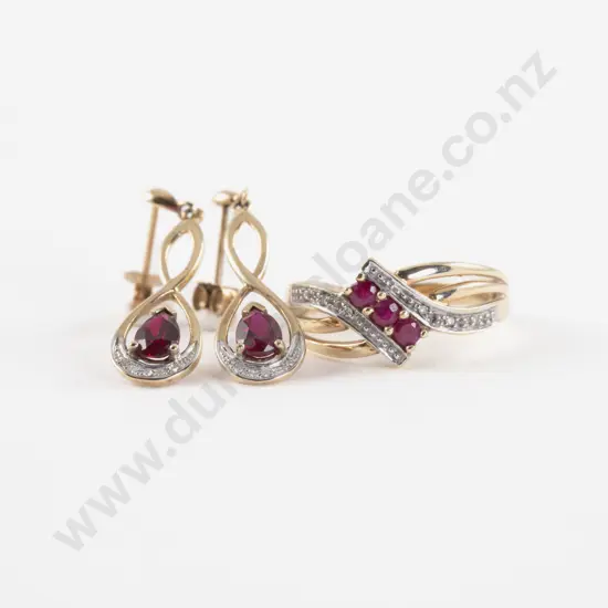 10ct Seven Stone Diamond and Ruby Ring