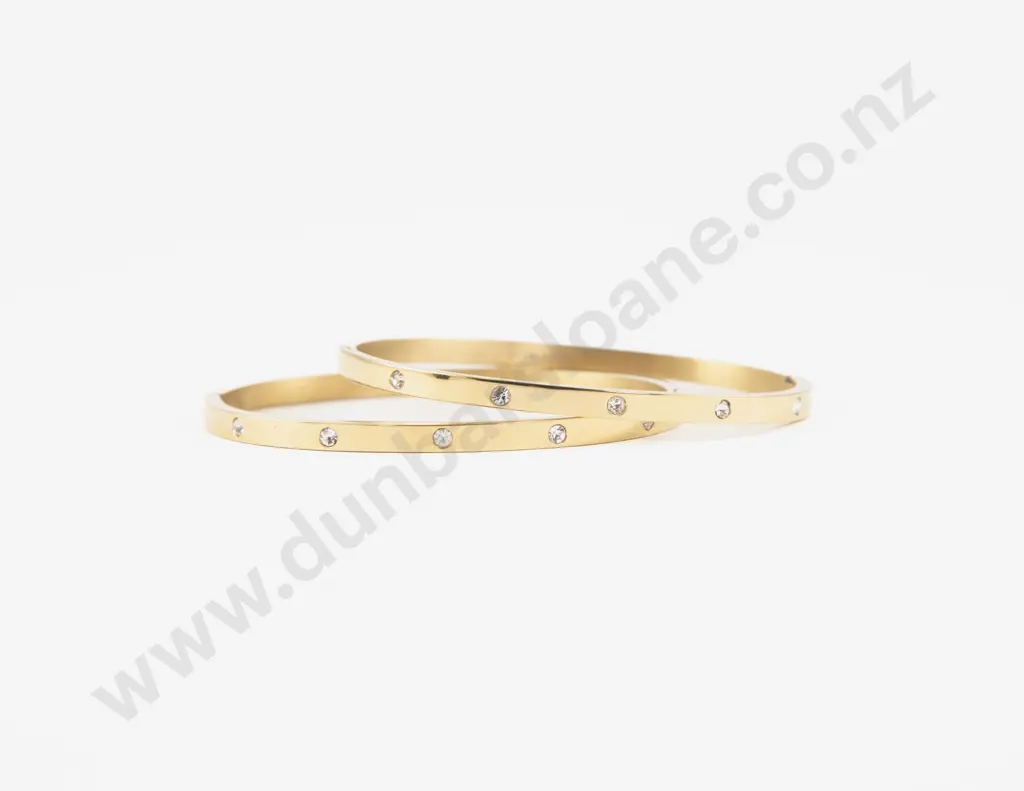 Two Ellani Stainless Steel Fancy Hinged Snap Bangles Image 1++