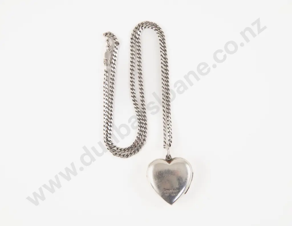 Tiffany and Co S/S Heart Locket on S/S Neck Chain Image 1++