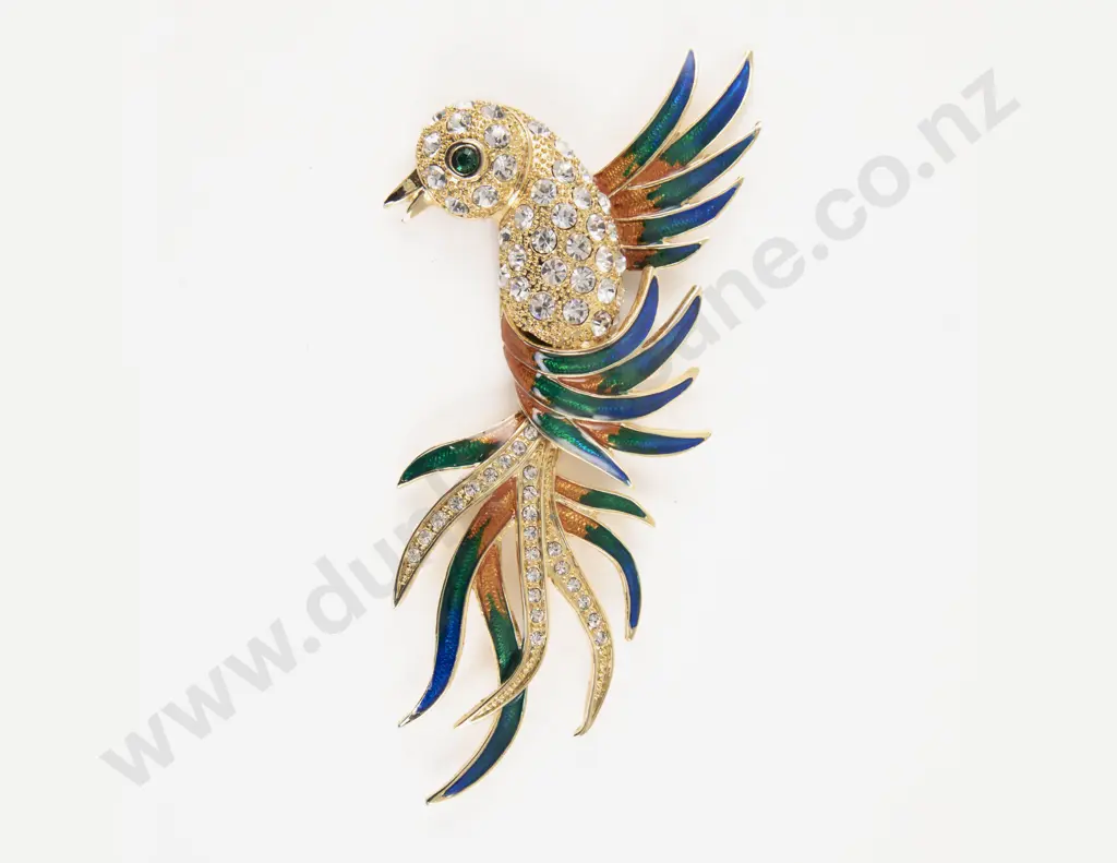 Large Vintage Diamonte Bird Brooch Image 1++