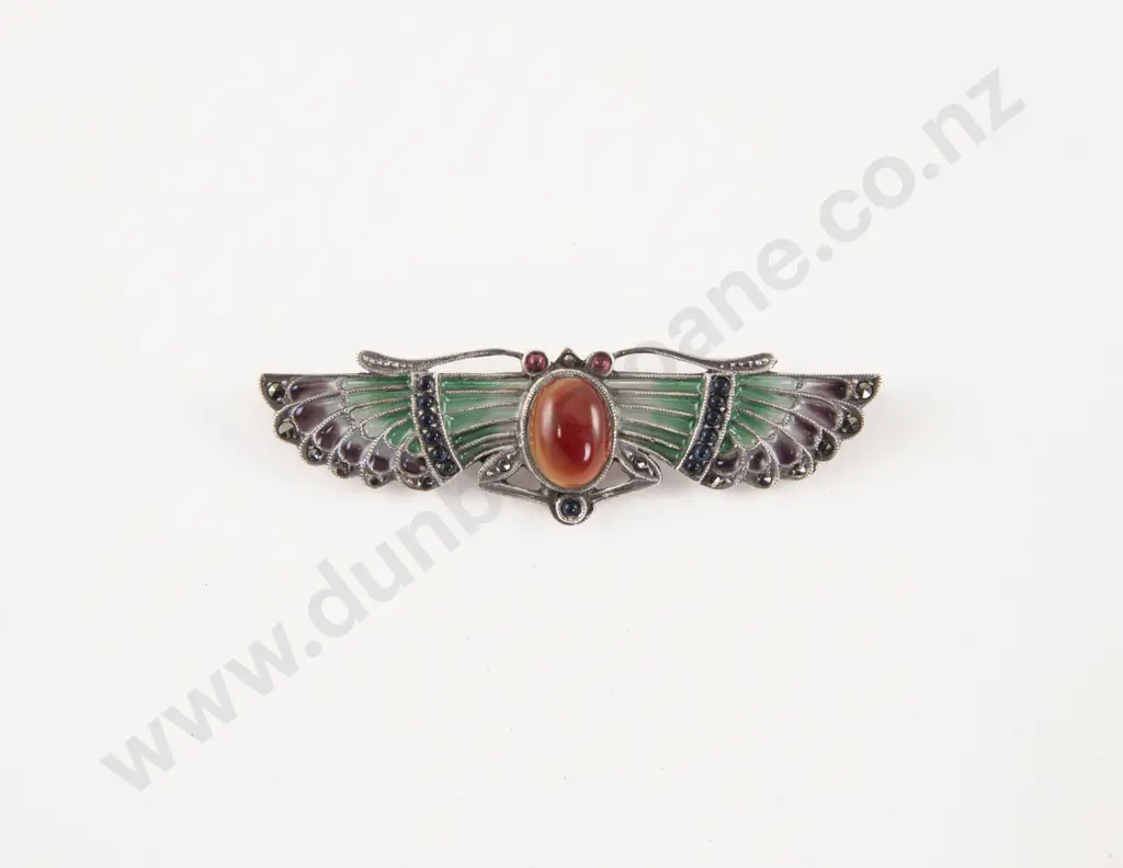 Sterling Silver Enamel and Gem Set Bug Brooch Image 1++