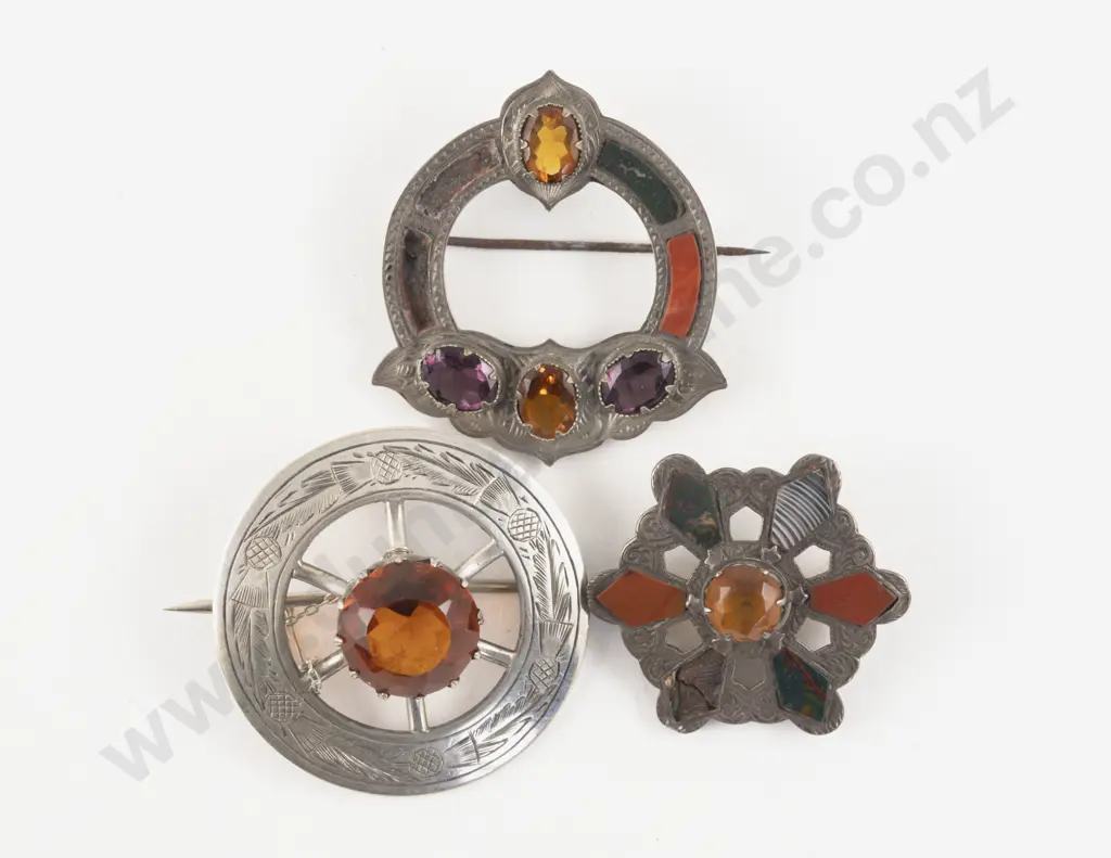 Three Various Scottish Brooches Image 1++