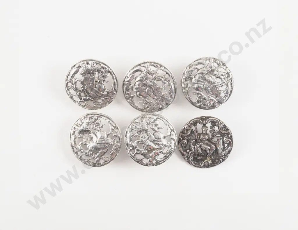 Edwardian Six Sterling Silver Buttons Image 1++