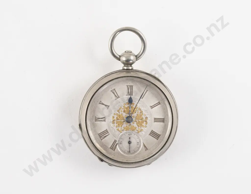 Silver Plated Open Face Key Wind Pocket Watch Image 1++