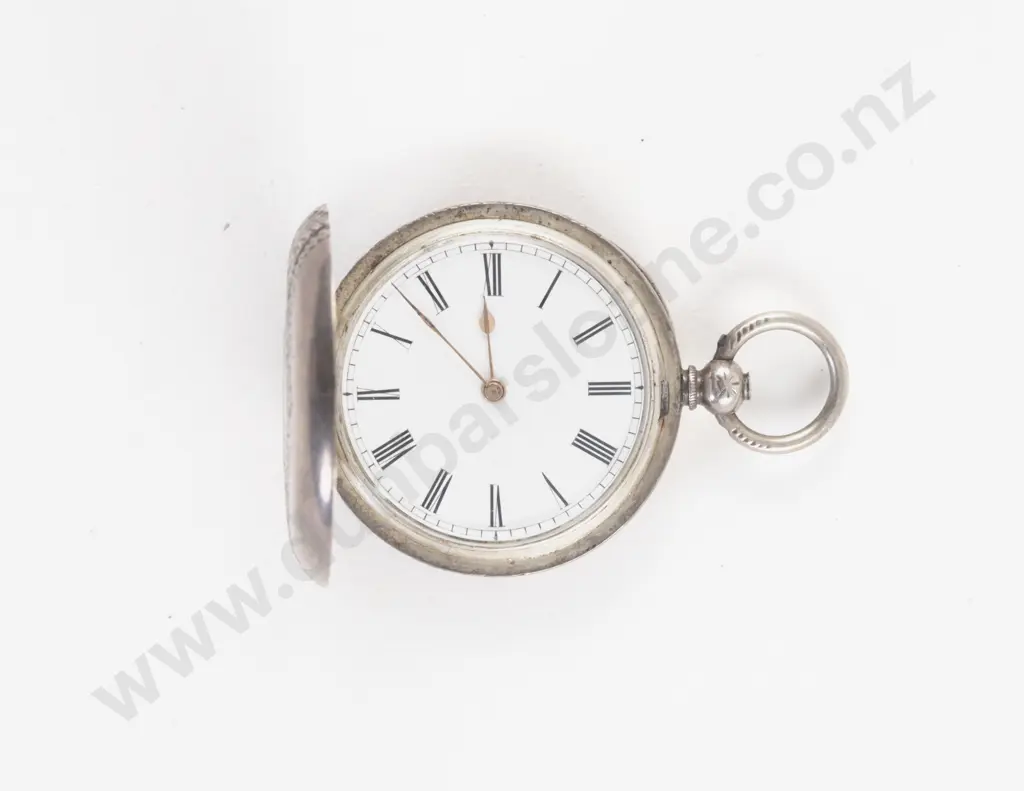 .935 Silver Hunter Cased Key Wind Small Pocket Watch Image 1++