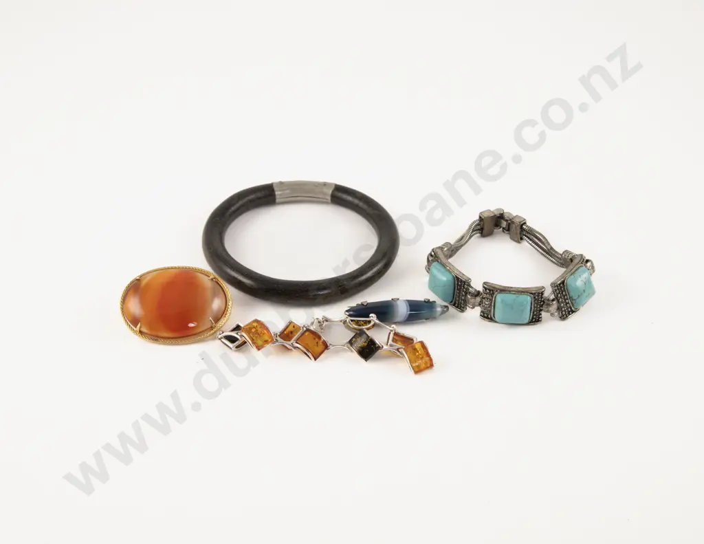 Three Panel Turquoise Bracelet and Collection of Costume Jewellery Image 1++