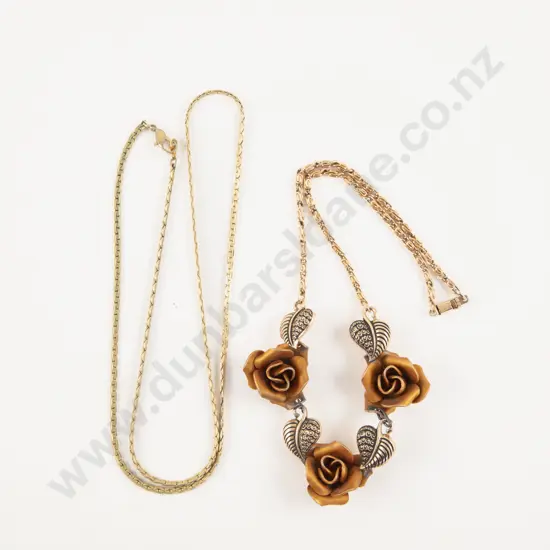Costume Jewellery Flower and Leaf Necklace