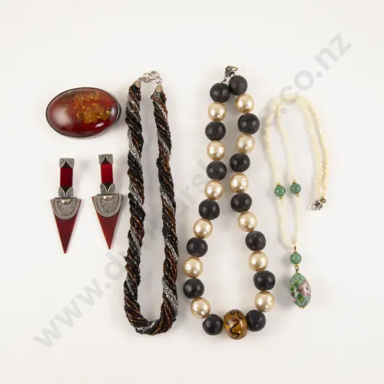 Pair S/S Pendant Drop Earrings with Small Collection of Costume Jewellery
