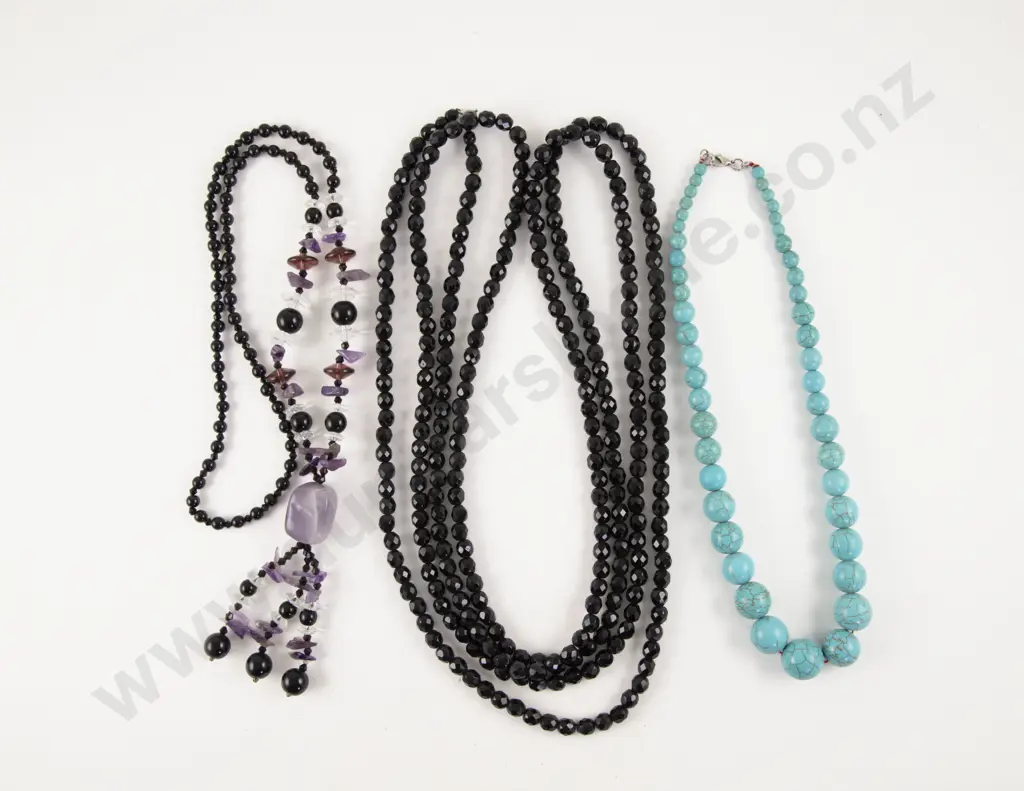 Single Strand French Jet Crystal Opera Length Necklace Image 1++