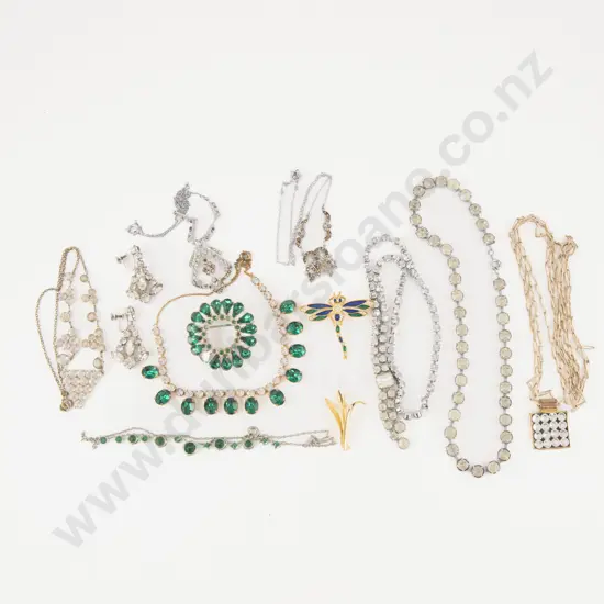 Swarovski Crystal Flower Brooch with Collection of Diamonte Jewellery