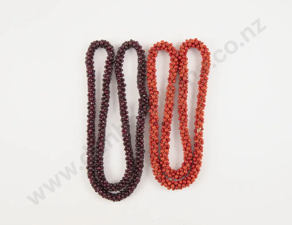Garnet and Red Ceramic Beaded Necklaces Image 1++