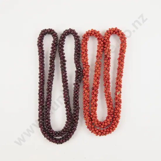 Garnet and Red Ceramic Beaded Necklaces