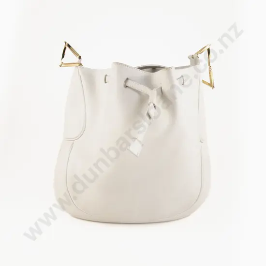 Salvatore Ferragamo Cream Drawstring Bucket Bag