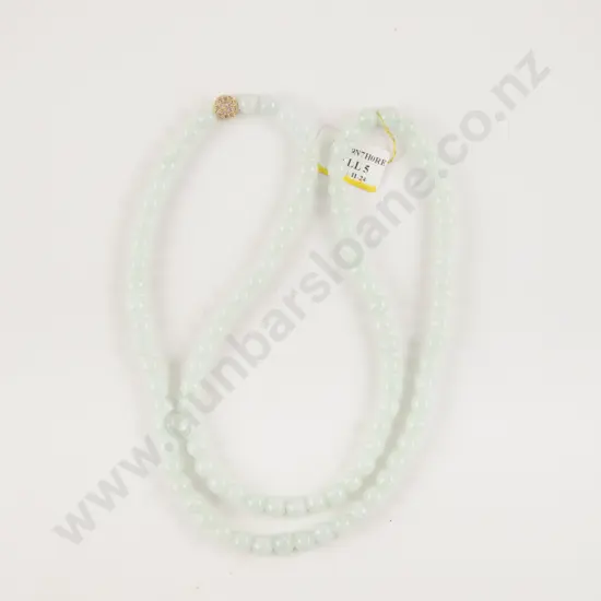 Single Strand Jade Bead Necklace with Crystal Bead Pendant