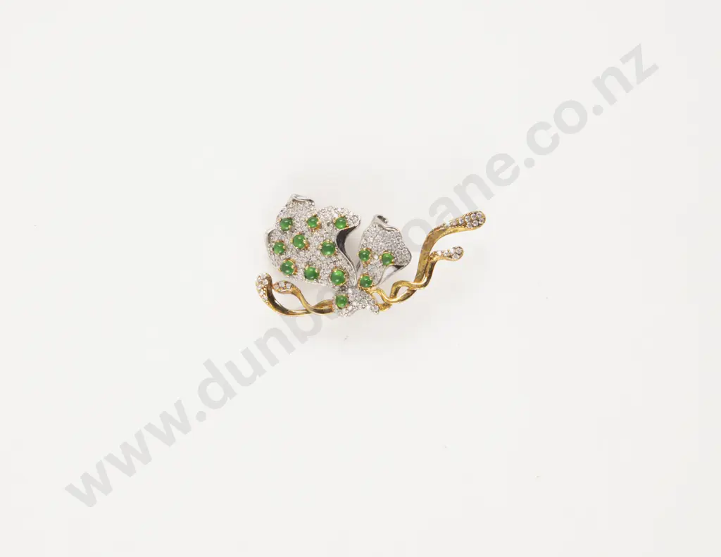 Jade and Diamond Paste Butterfly Brooch Image 1++