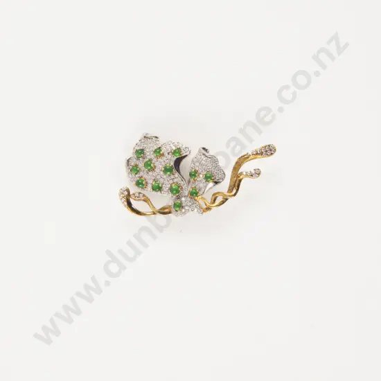 Jade and Diamond Paste Butterfly Brooch
