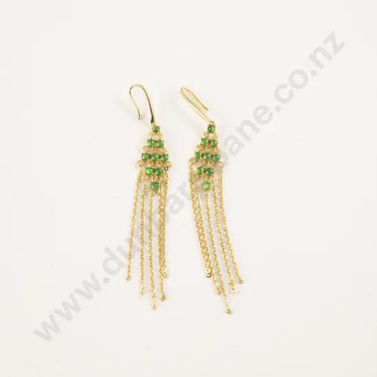 .925 Silver Green Jade Pendant Drop Earrings