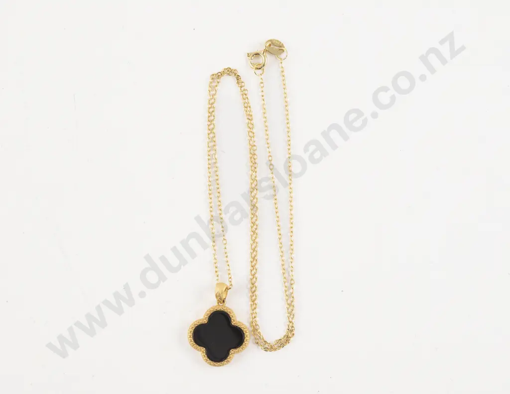 .925 Silver Black Jade Pendant Necklace Image 1++