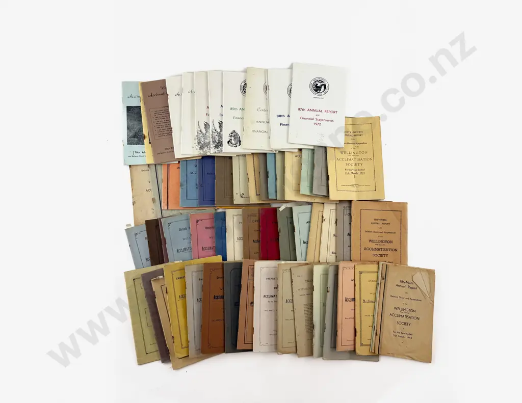 Collection Of Vintage Wellington Acclimatisation Society Annual Report Booklets Image 1++