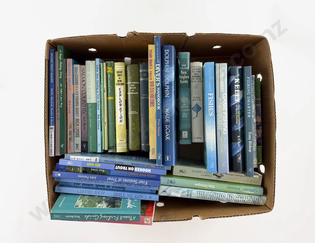 Box Of Assorted Fishing Books Image 1++