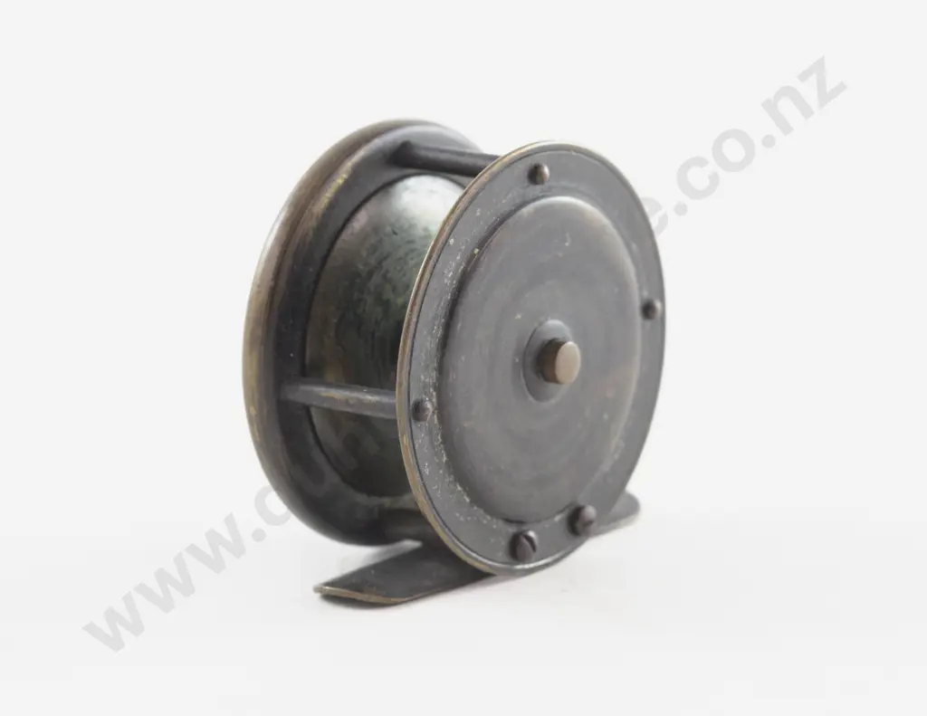 Small Vintage Bronzed Brass Fly Reel Image 1++