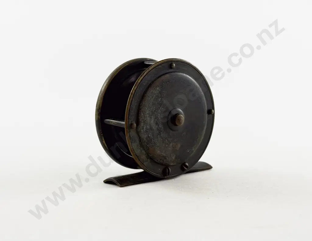 Small Vintage Bronzed Brass Fly Reel Image 1++