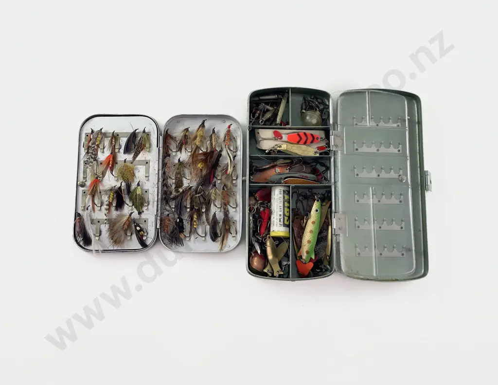 Aluminium Box Of Mixed Flies & Larger Box Of Lures Image 1++