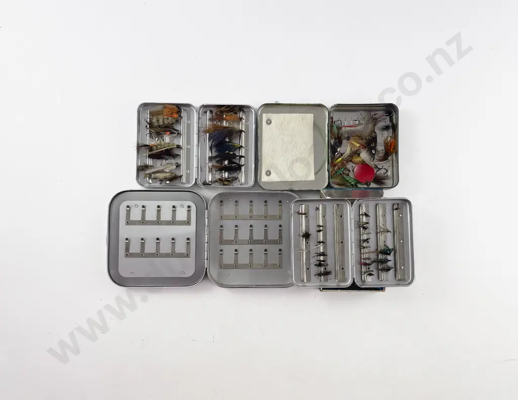 The Loch Leven Eyed Fly Box & 3 Aluminium Fly Boxes & Flies Image 1++