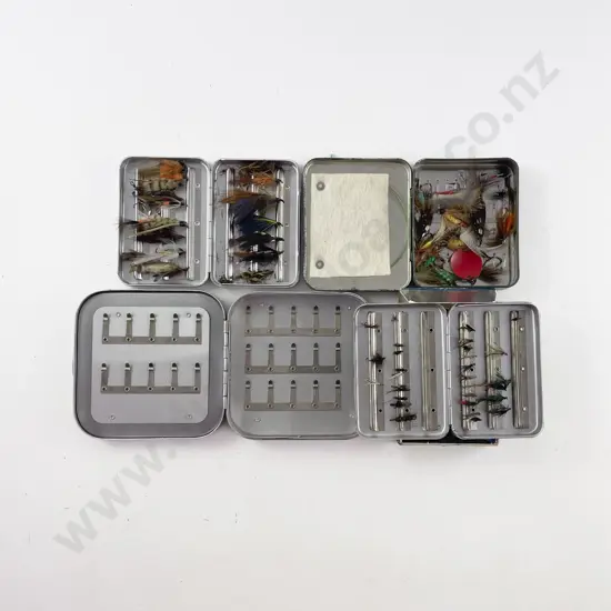 The Loch Leven Eyed Fly Box & 3 Aluminium Fly Boxes & Flies