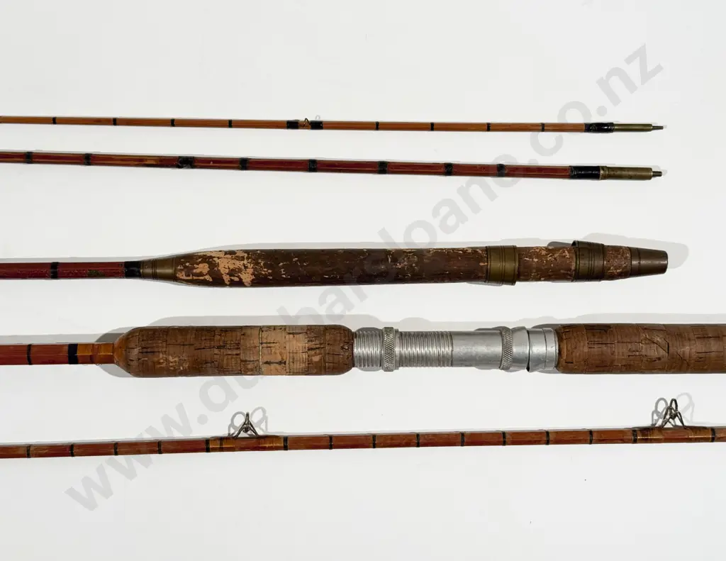 Vintage 2 Pice Split Cane Spinning Rod & 3 Piece Split Cane Fly Rod Image 1++
