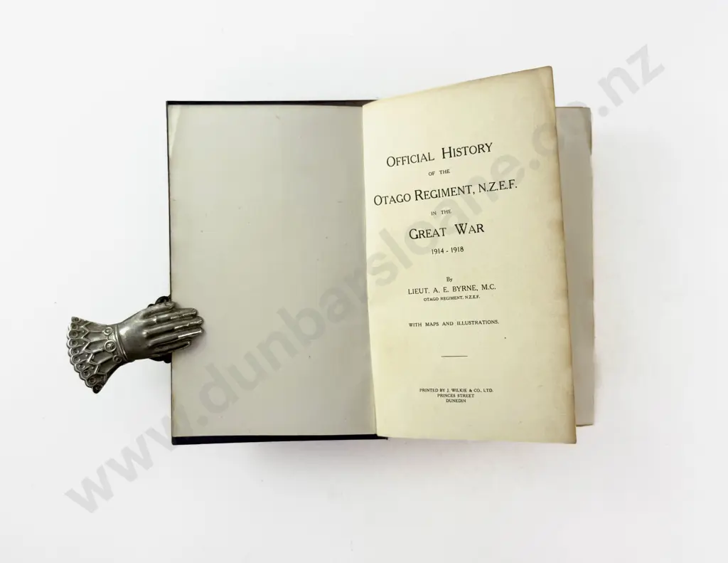 Byrne Lieut A E - Official History of the Otago Regiment in the Great War Image 1++