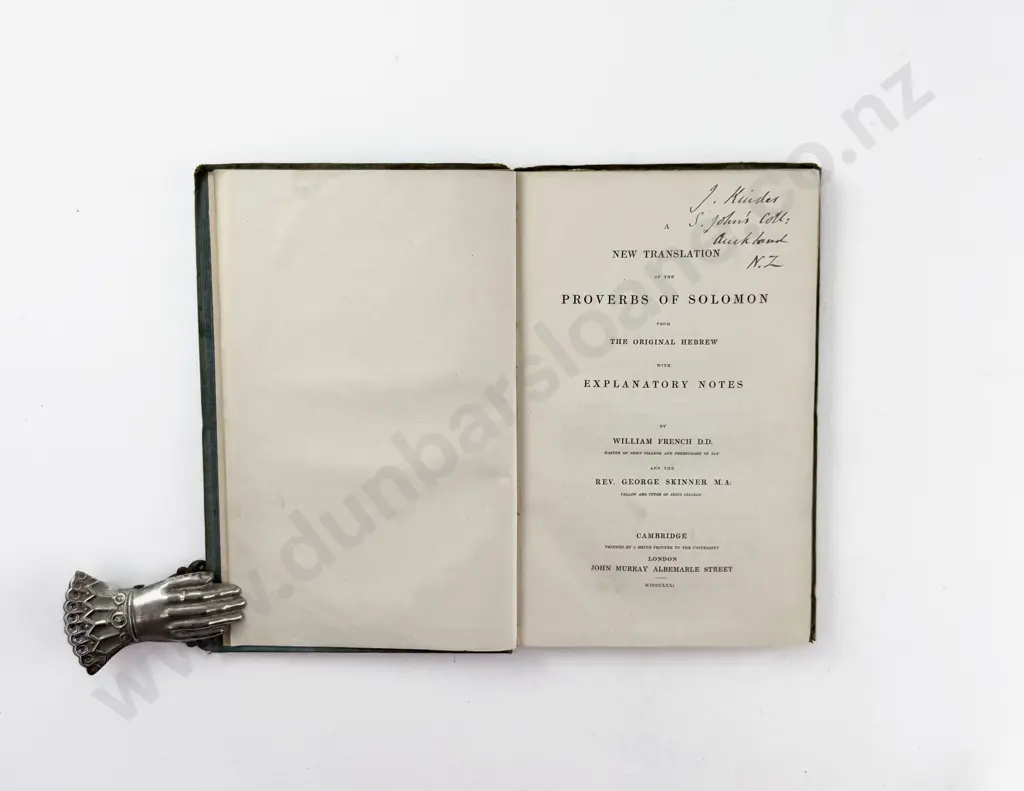 John Kinders Personal Copy Of A New Translation of the Proverbs Of Solomon Image 1++