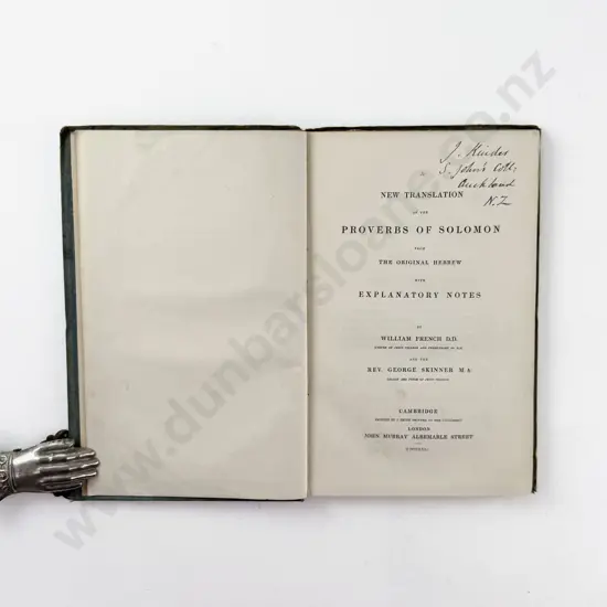 John Kinders Personal Copy Of A New Translation of the Proverbs Of Solomon