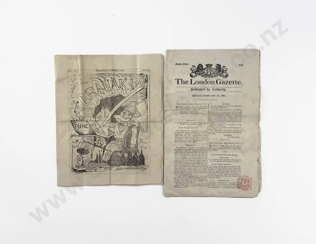A Rare Original Copy Of Taranaki Punch No 2 Vol 1 Wednesday November 7 1860 Image 1++