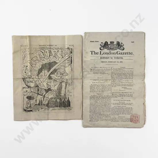A Rare Original Copy Of Taranaki Punch No 2 Vol 1 Wednesday November 7 1860