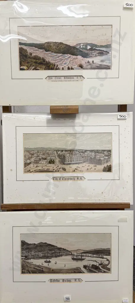 3 Antique NZ Chromolithographic Prints by A D Willis c1889 Image 1++
