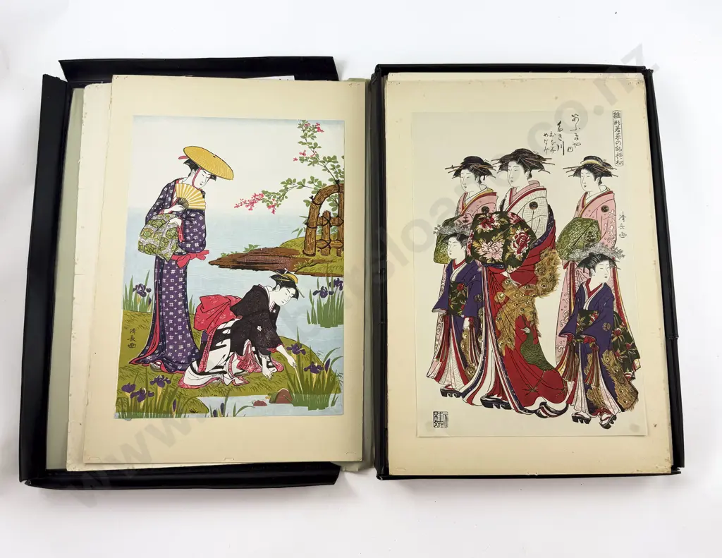 Kiyonaga, Boxed Set Of 21 Reproduction Japanese Woodblock Prints Image 1++