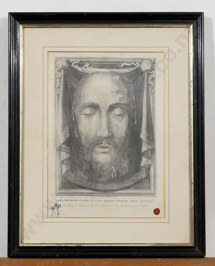 19th Century Engraved Effigy On Silk Of Jesus Image 1++
