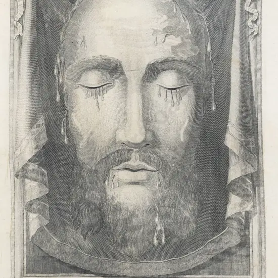 19th Century Engraved Effigy On Silk Of Jesus