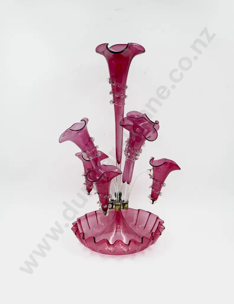 Cranberry Glass Epergne Image 1++