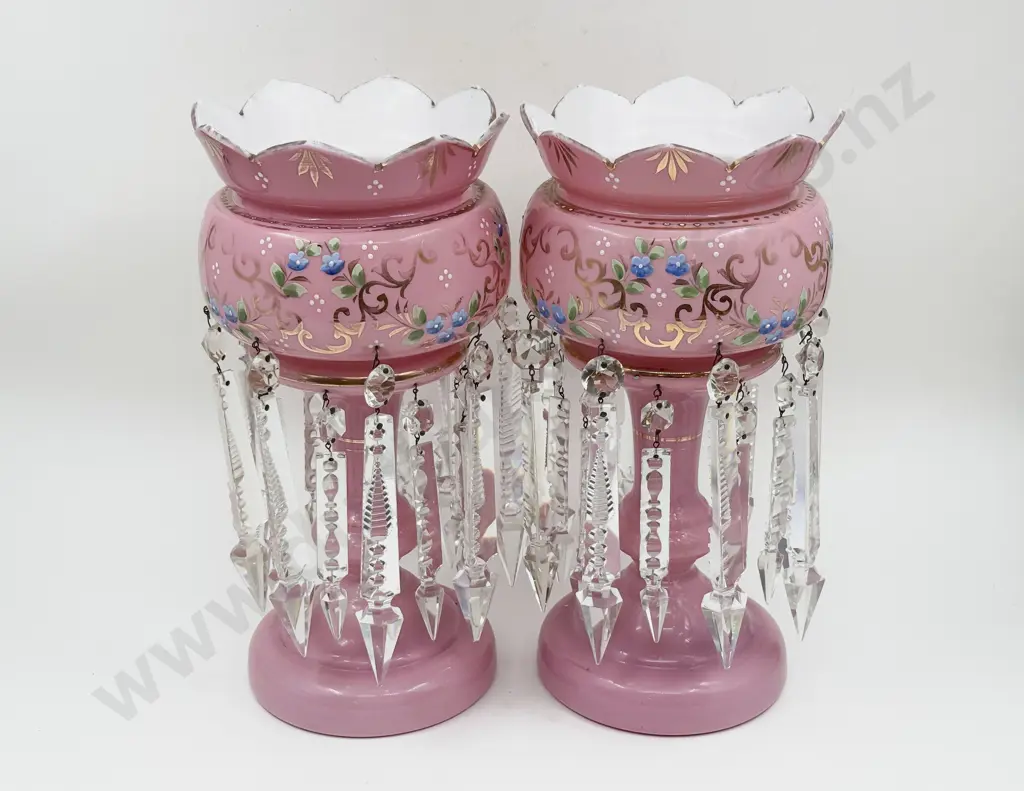 Pair of Victorian Glass Lustres Image 1++