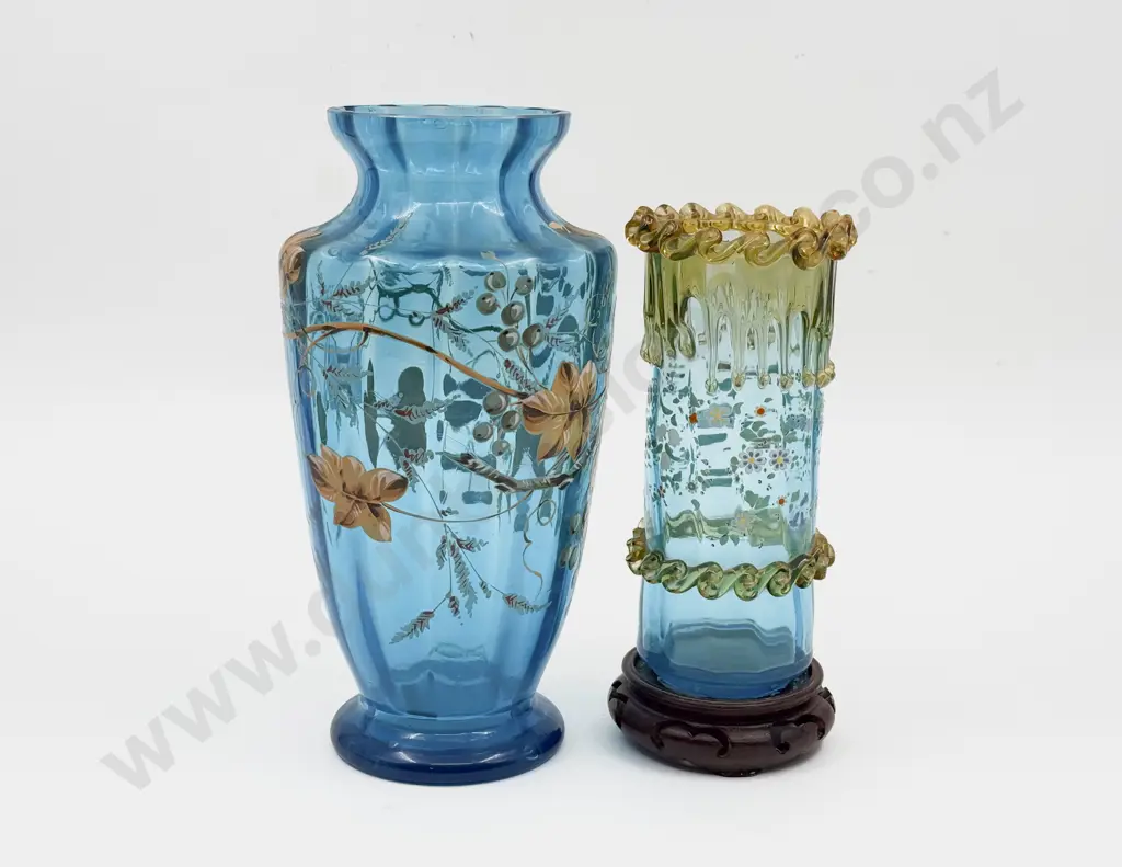Two Victorian Decorative Glass Vases Image 1++