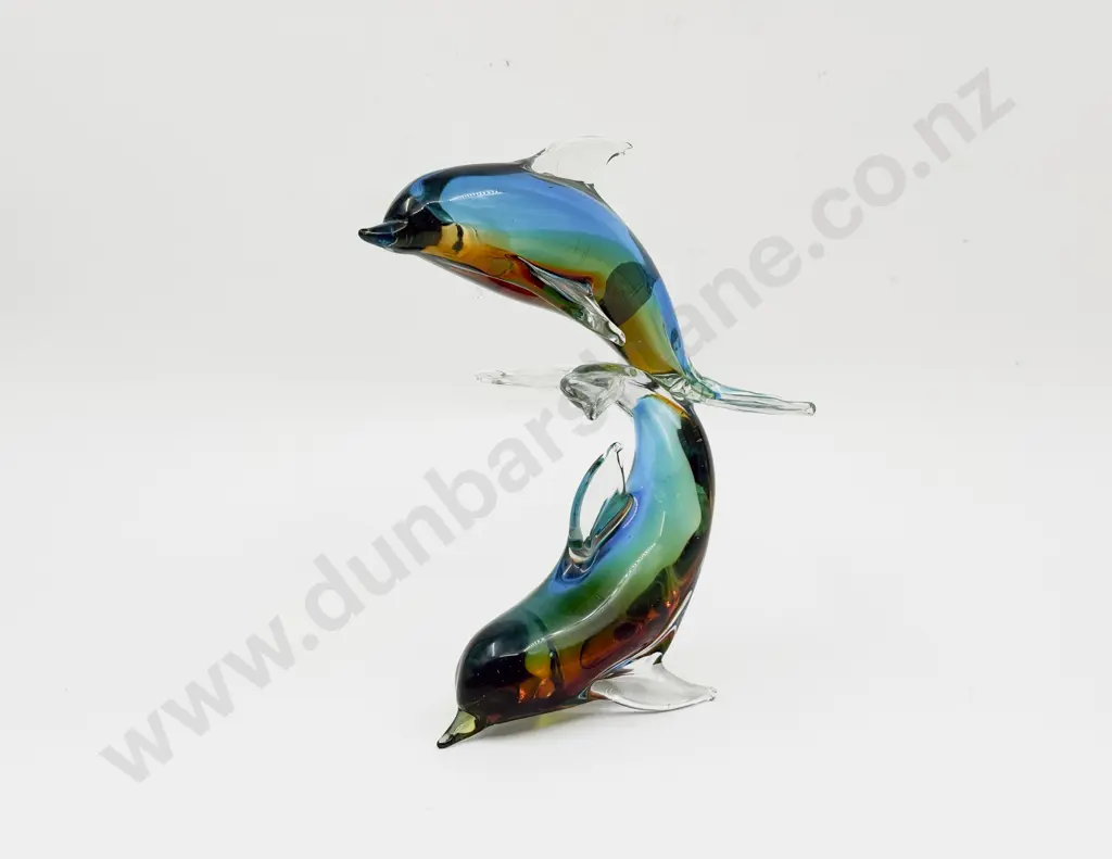 Art Glass Figure Group of Dolphins Image 1++