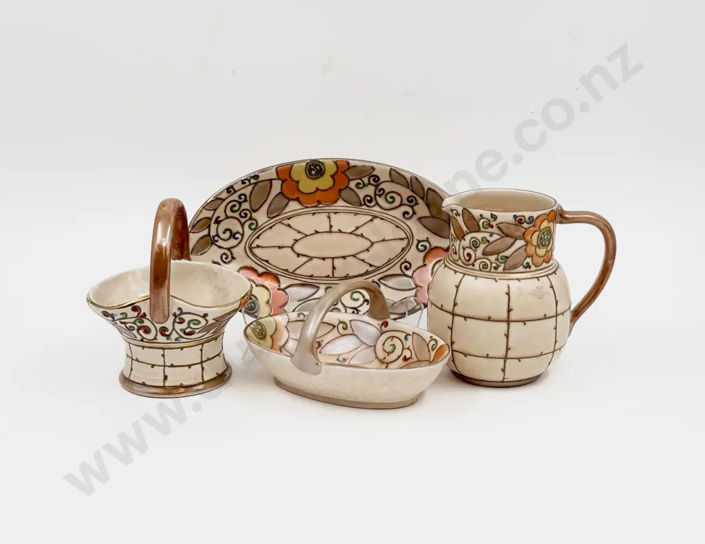 Four Pieces of Bursley Ware Charlotte Rhead Image 1++