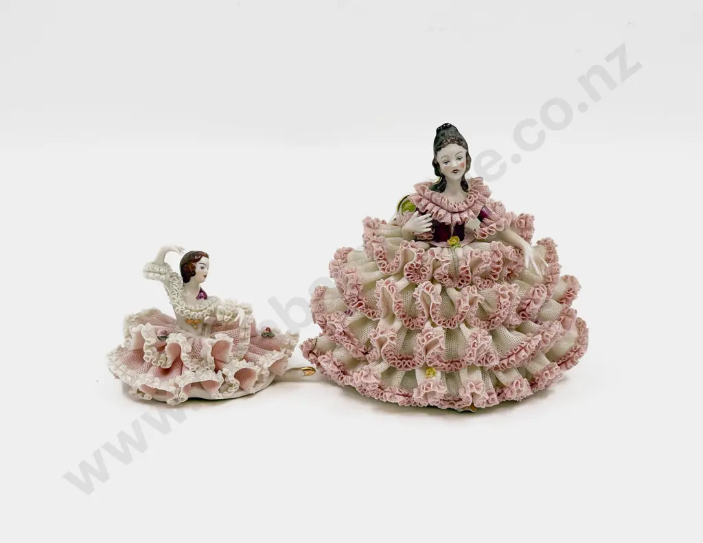 Two Dresden China Lace Figures Image 1++