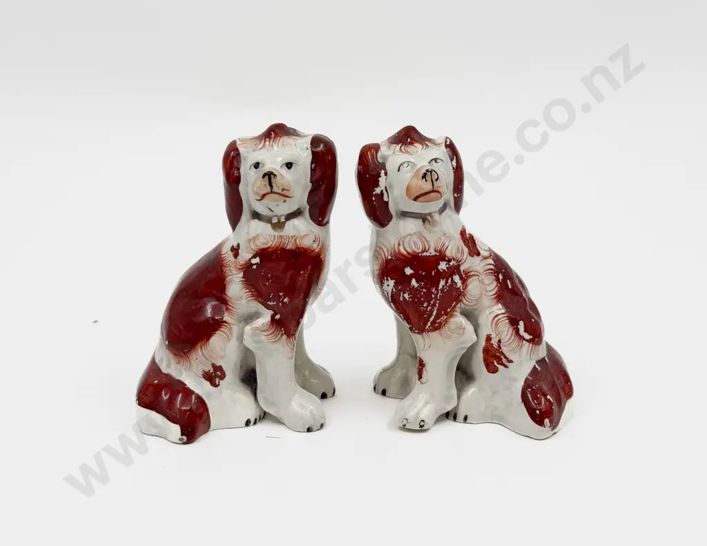 Pair of Small Victorian Staffordshire Mantel Dogs Image 1++