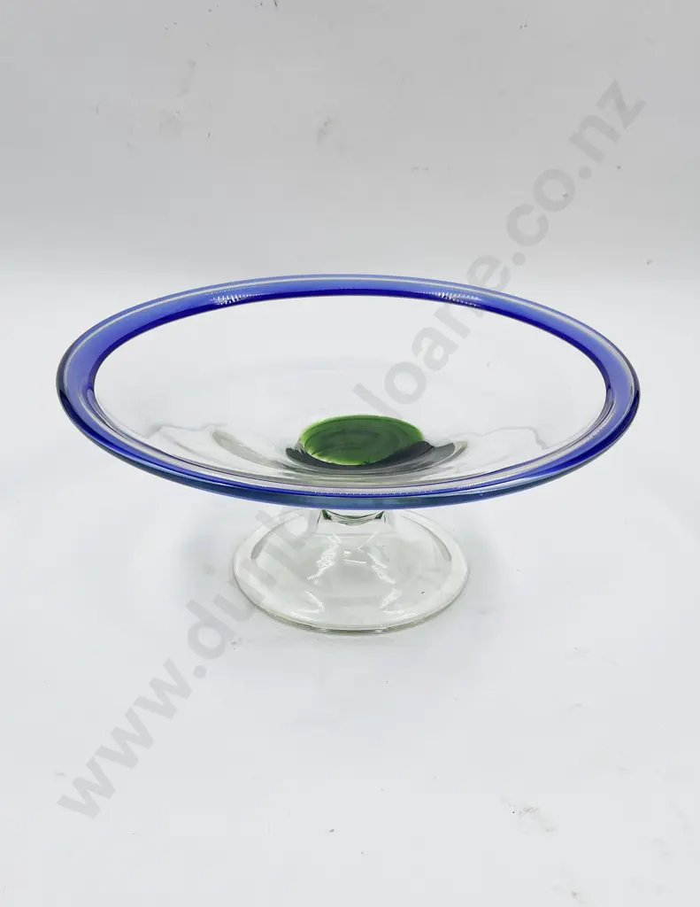 Large Art Glass Charger together with Matching Pedestal Dish Image 1++