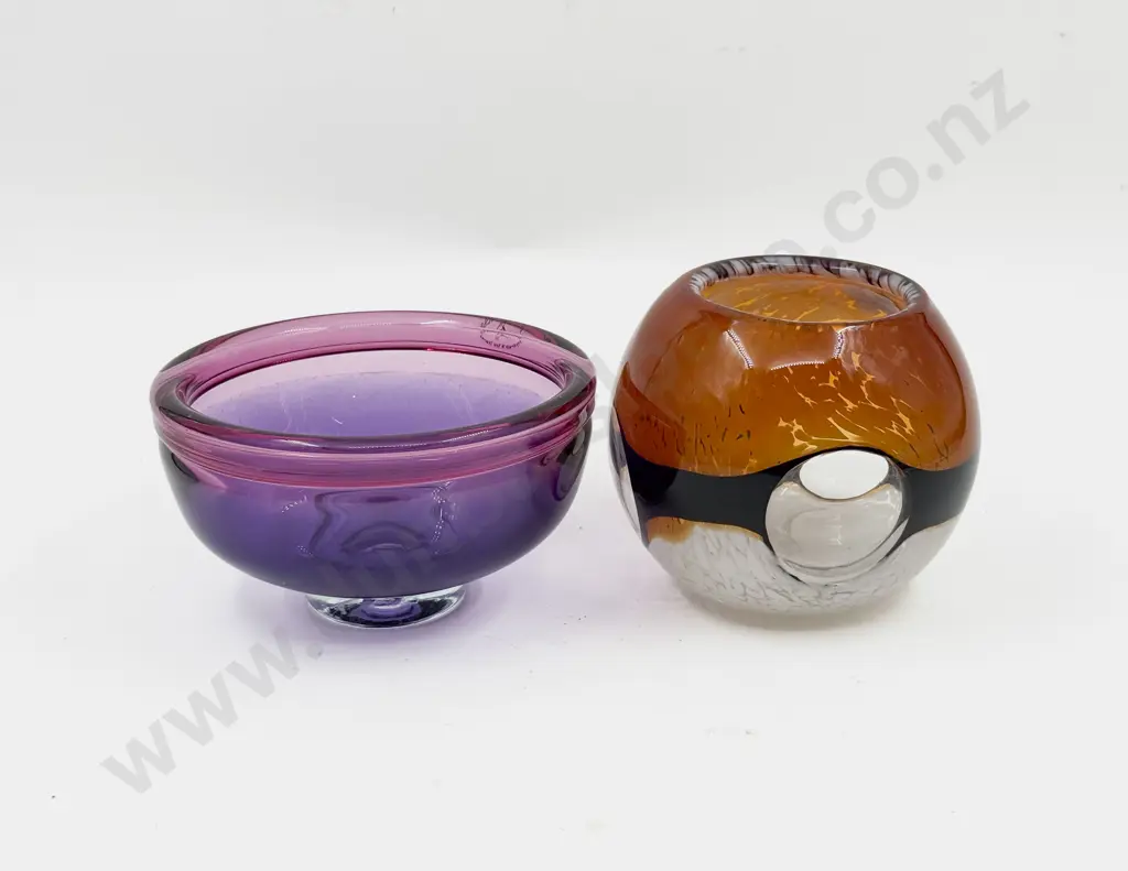 Hoglund Art Glass Pedestal Bowl & Other Image 1++