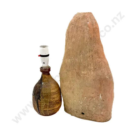 Small NZ Pottery Lamp Base & Other